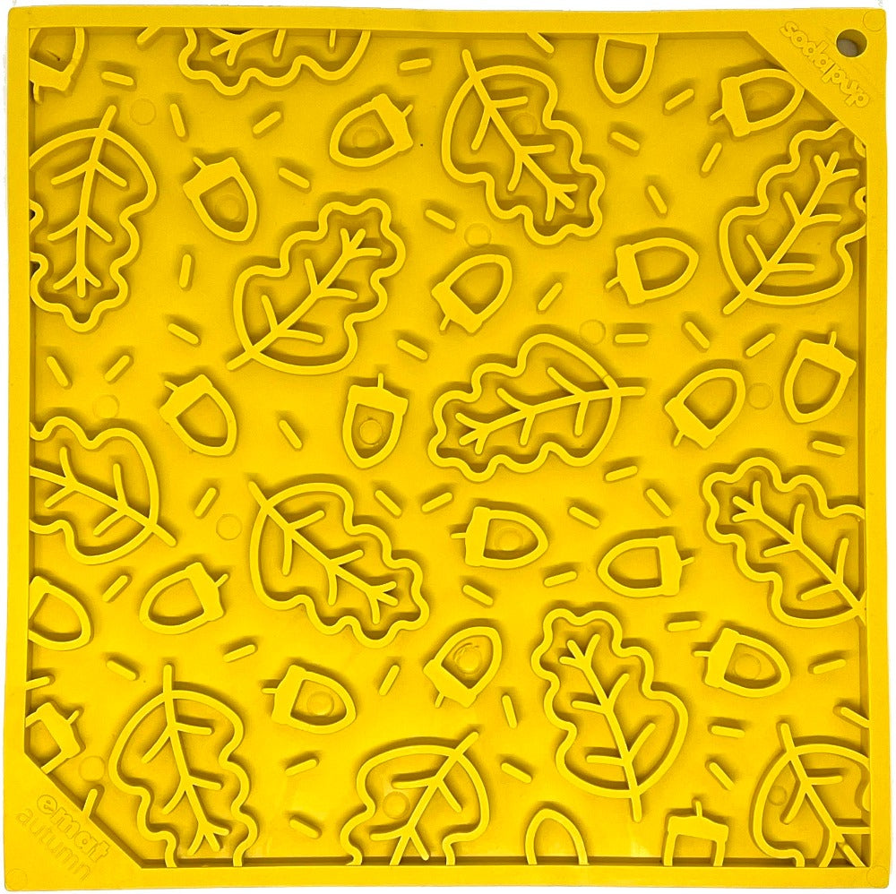 SodaPup Autumn eMat lick mat with a raised fall leaves pattern