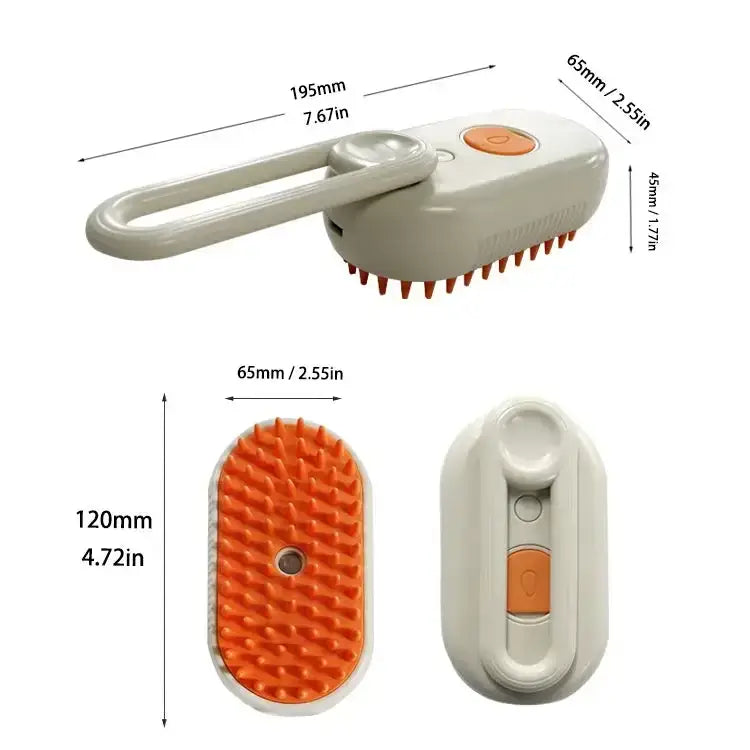 Pet deshedding and massage steam brush for cats and dogs