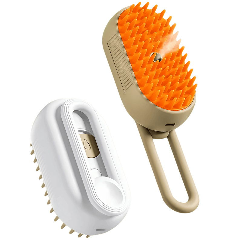 Pet deshedding and massage steam brush for cats and dogs