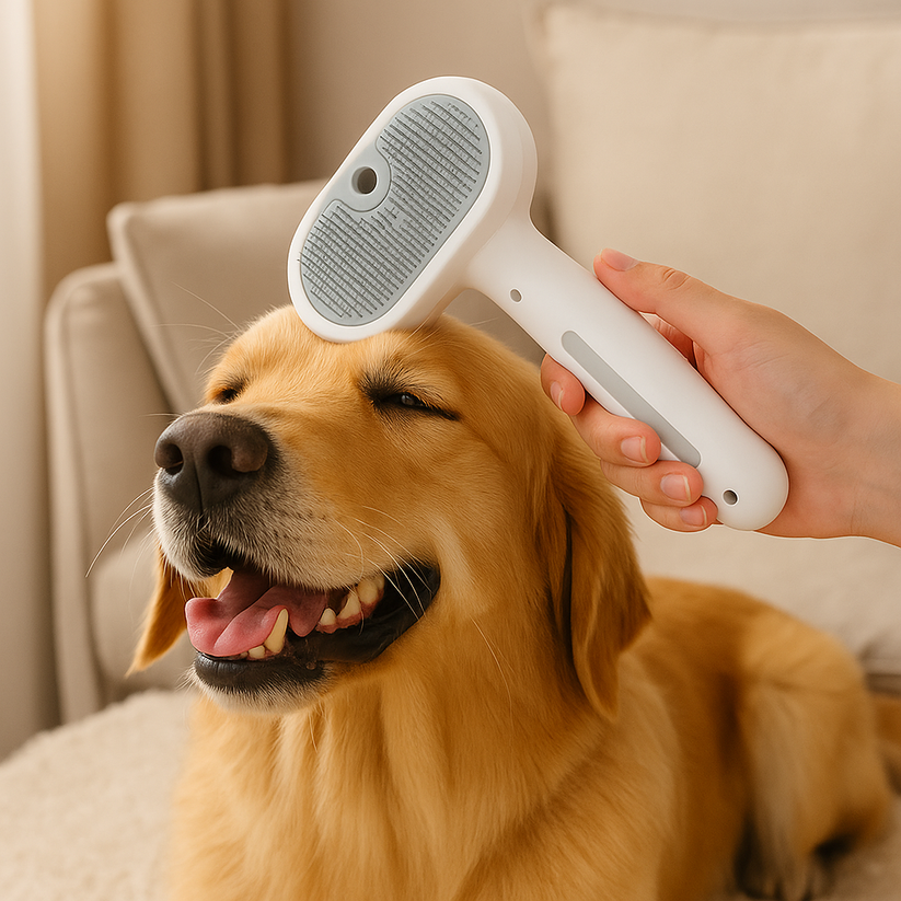 3-in-1 pet grooming brush with an ergonomic handle