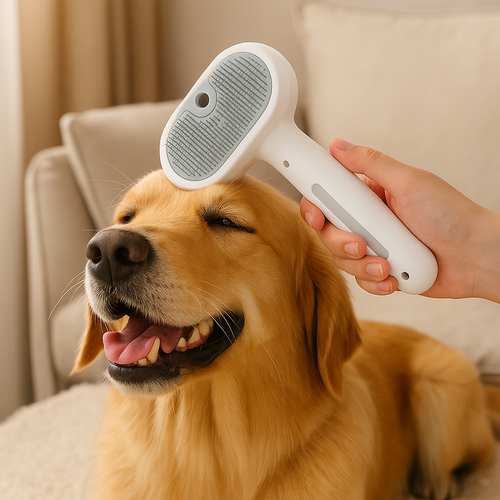 3-in-1 pet grooming brush with an ergonomic handle