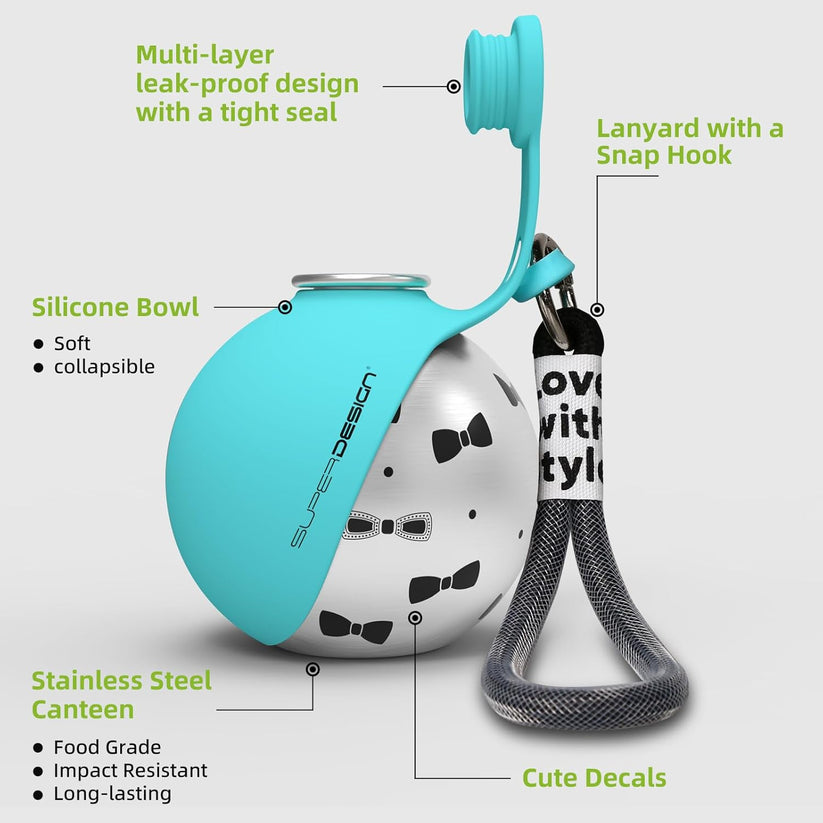 2 in 1 stainless steel portable dog bowl