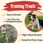 Chicken chips used as low-calorie dog training treats, 7 calories per chip.
