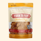 Chicken Chips for dogs 4oz bag front, all-natural single-ingredient chicken breast dog treats.