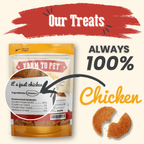Chicken Chips 4oz bag back showing hormone-free chicken, guaranteed analysis and feeding guidelines.