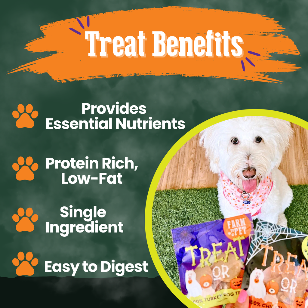Benefits of Farm To Pet single-ingredient Halloween snack packs