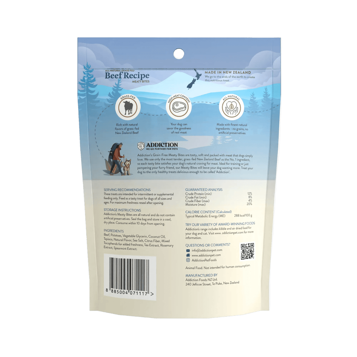 Addiction Beef Meaty Bites, grain-free soft dog treats for dogs of all sizes and ages