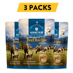 Addiction Beef Meaty Bites, pack of 3: three 4 oz bags of soft, grain-free beef dog treats