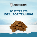 Soft, moist Addiction Beef Meaty Bites sized for training and everyday rewards