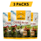 Addiction Chicken Meaty Bites, pack of 3: three 4 oz bags of soft, grain-free chicken dog treats