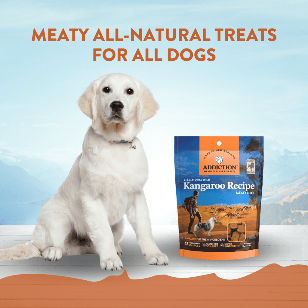Addiction Kangaroo Air-Dried Dog Food and Treats Duo, 3,500 kcal per kg food plus soft bite-size treats