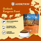 Addiction kangaroo air-dried dog food and treats duo, made in New Zealand with Australian kangaroo