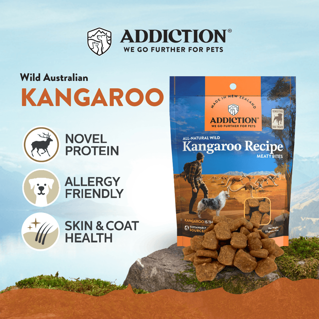 Addiction Meaty Bites soft dog treats variety pack with five meat proteins for rotating treats