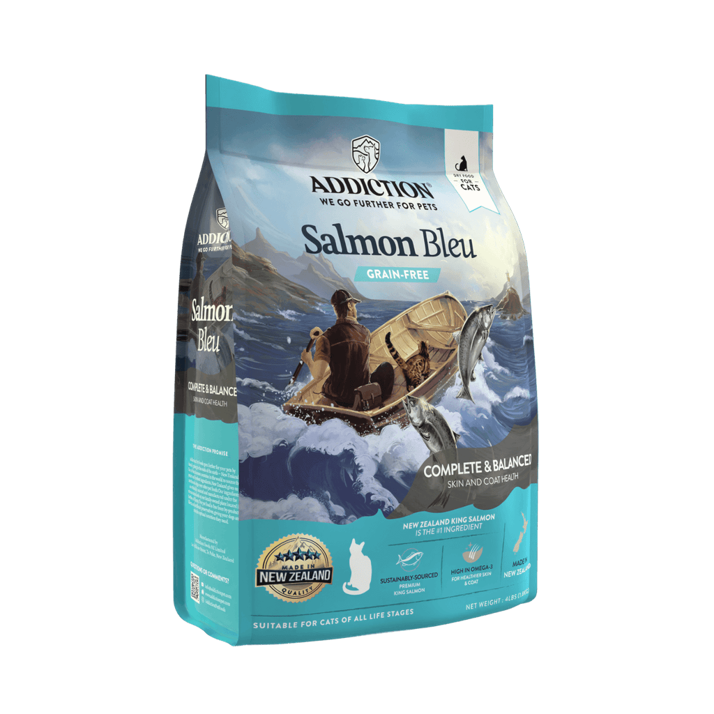 Addiction Salmon Bleu dry cat food with 100% New Zealand King Salmon as the star ingredient