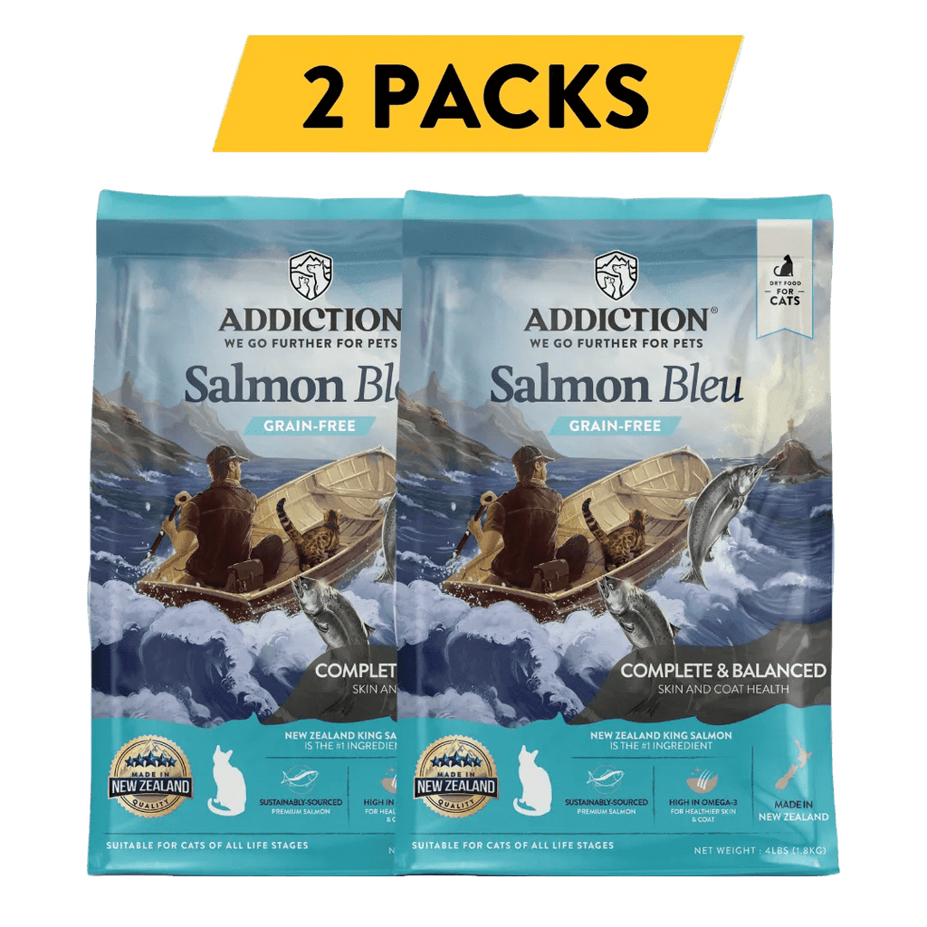Addiction Salmon Bleu dry cat food, pack of 2: two 4 lb bags, 8 lb in total