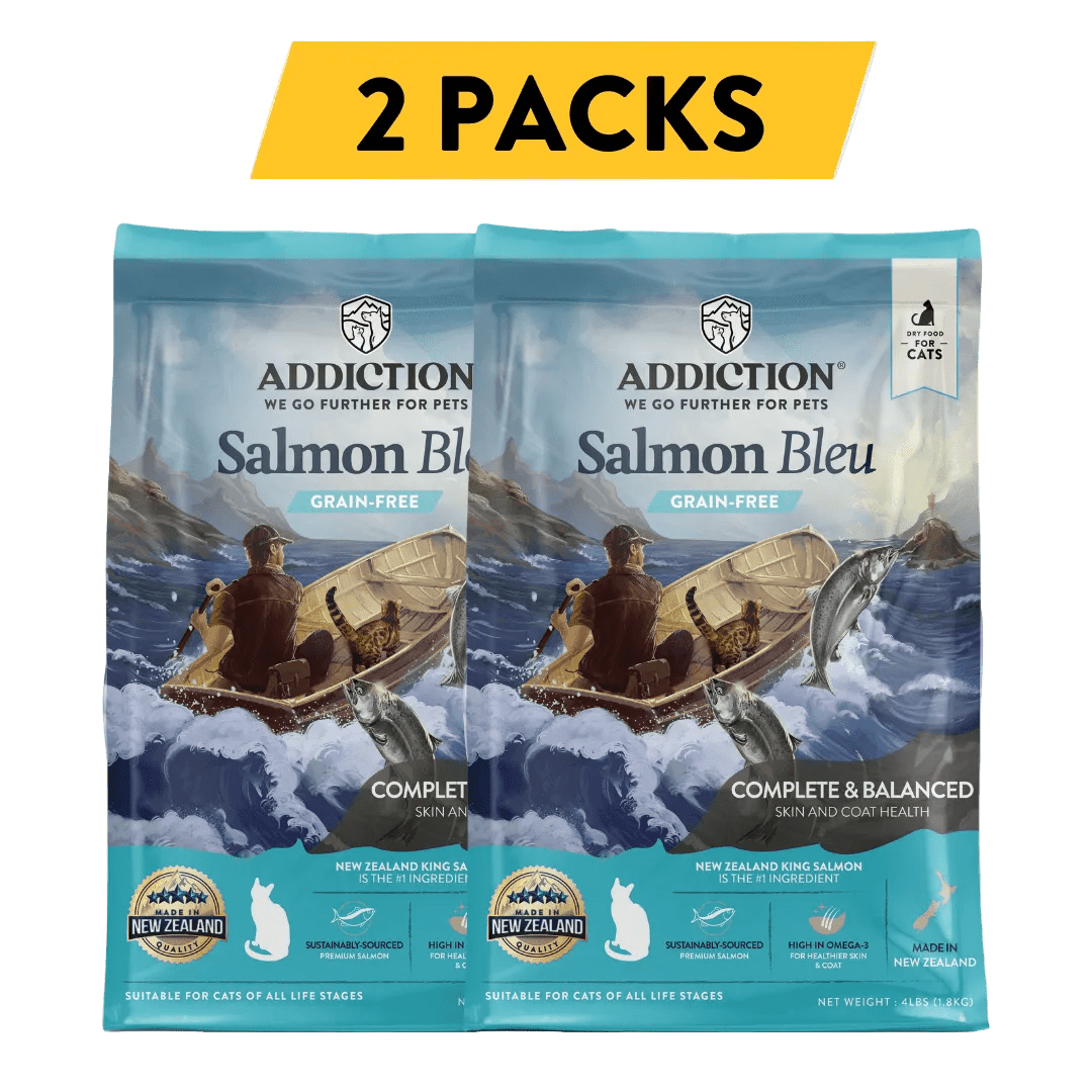Addiction Salmon Bleu dry cat food, pack of 2: two 4 lb bags, 8 lb in total