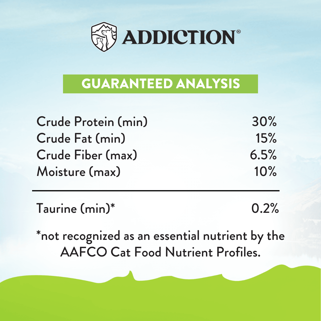 Addiction Viva La Venison cat food with dried kelp, turmeric, clove and grapefruit