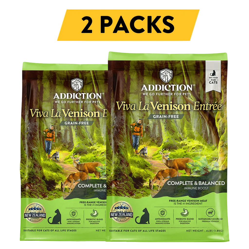 Addiction Viva La Venison dry cat food, pack of 2: two 4 lb bags, 8 lb in total