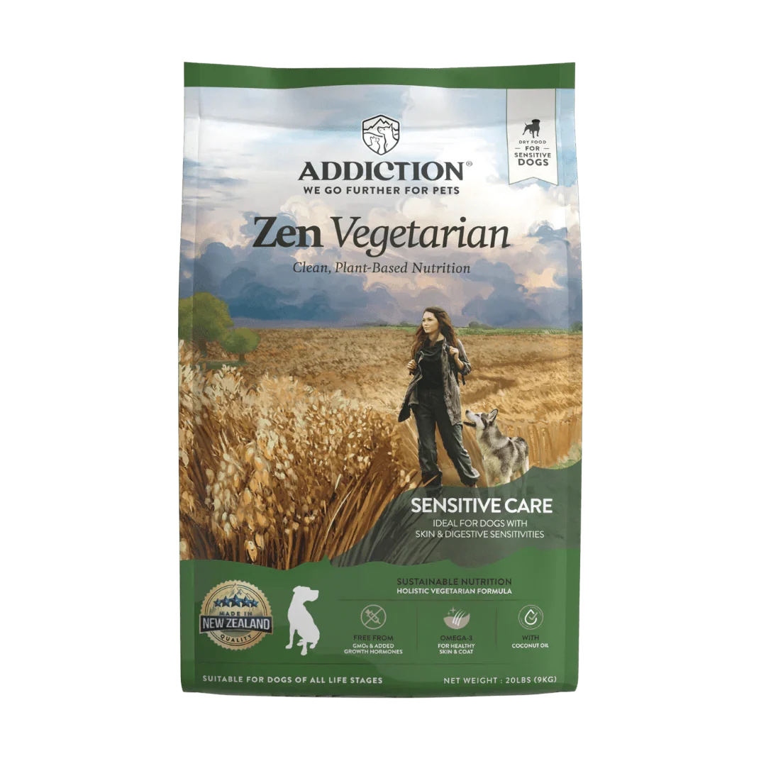 Addiction Zen Vegetarian dry dog food, 20 lb (9.0 kg) size for larger dogs