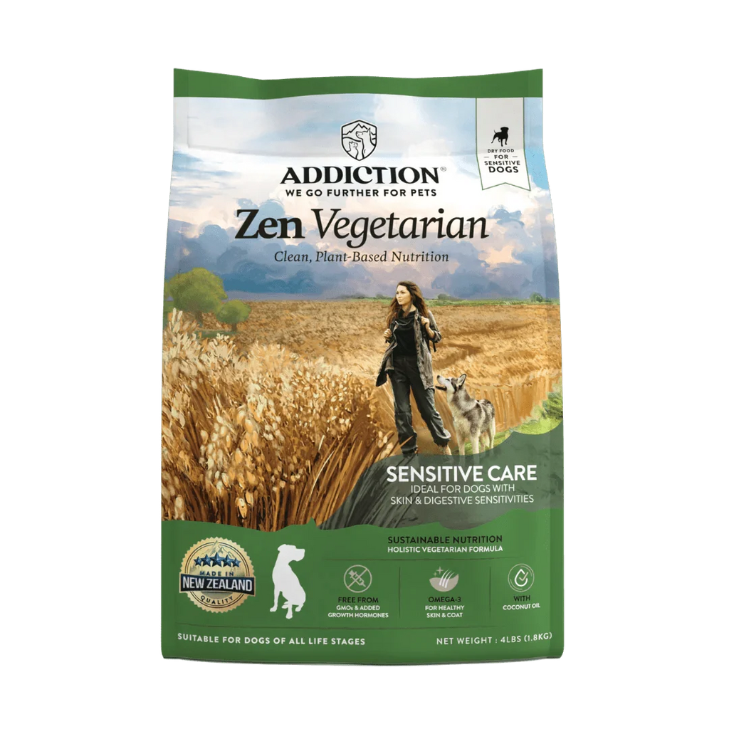 Addiction Zen Vegetarian dry dog food, 4 lb (1.8 kg) size, made without meat or potatoes