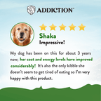 Addiction Zen Vegetarian dog food with coconut oil and flaxseed to help support skin and coat