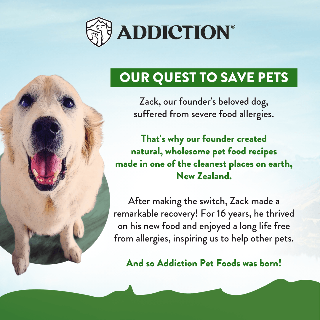 Addiction Zen Vegetarian dry dog food, made in New Zealand's Bay of Plenty