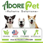 Adore Pet brand closing image from its no-brush oral care line for dogs and cats