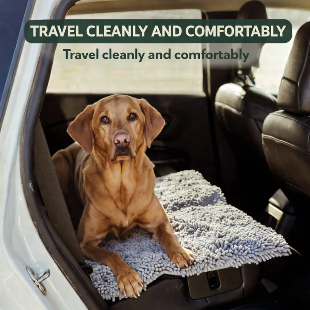 Non-slip absorbent pet door mat, available in several sizes and colors