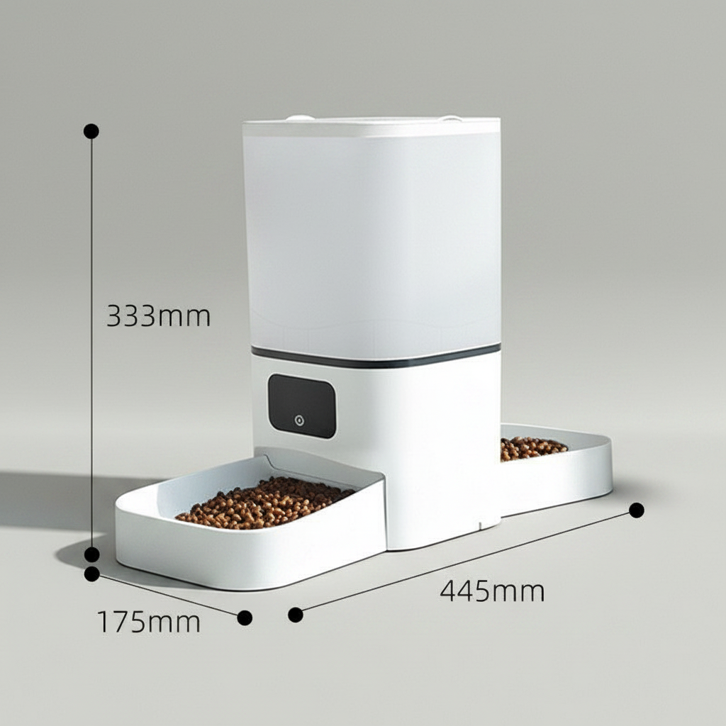 Automatic cat and dog feeder that serves up to 10 meals a day with custom portions