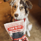 Farm to Pet Beef Chips as training treats for dogs, one of four flavors in the Puppy Pack