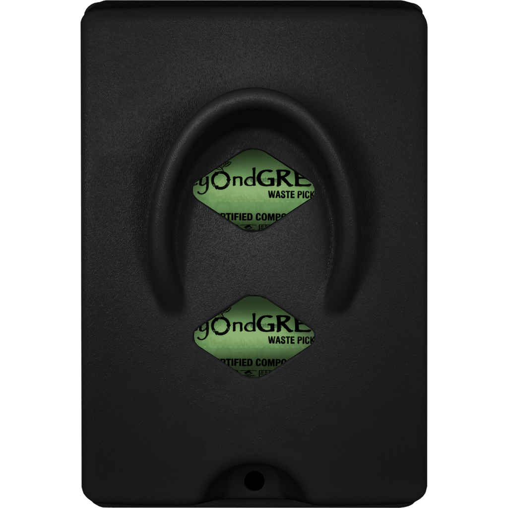 beyondGREEN wall and pole mount dog poop bag dispenser in black with a locking door