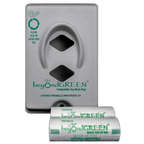 beyondGREEN gray poop bag dispenser that holds a standard core roll of dog waste bags