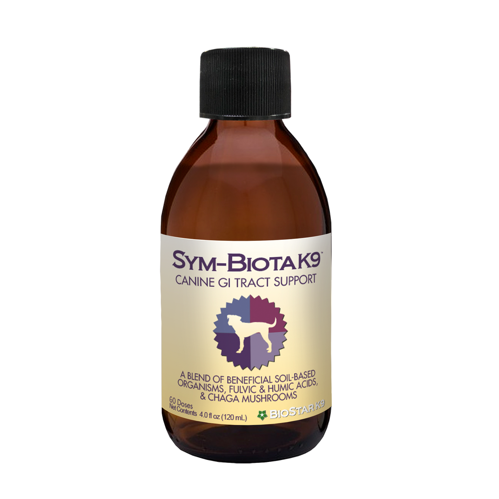 BioStar Sym-Biota K9 bottle with 25 billion CFUs of soil-based probiotics per 2 ml