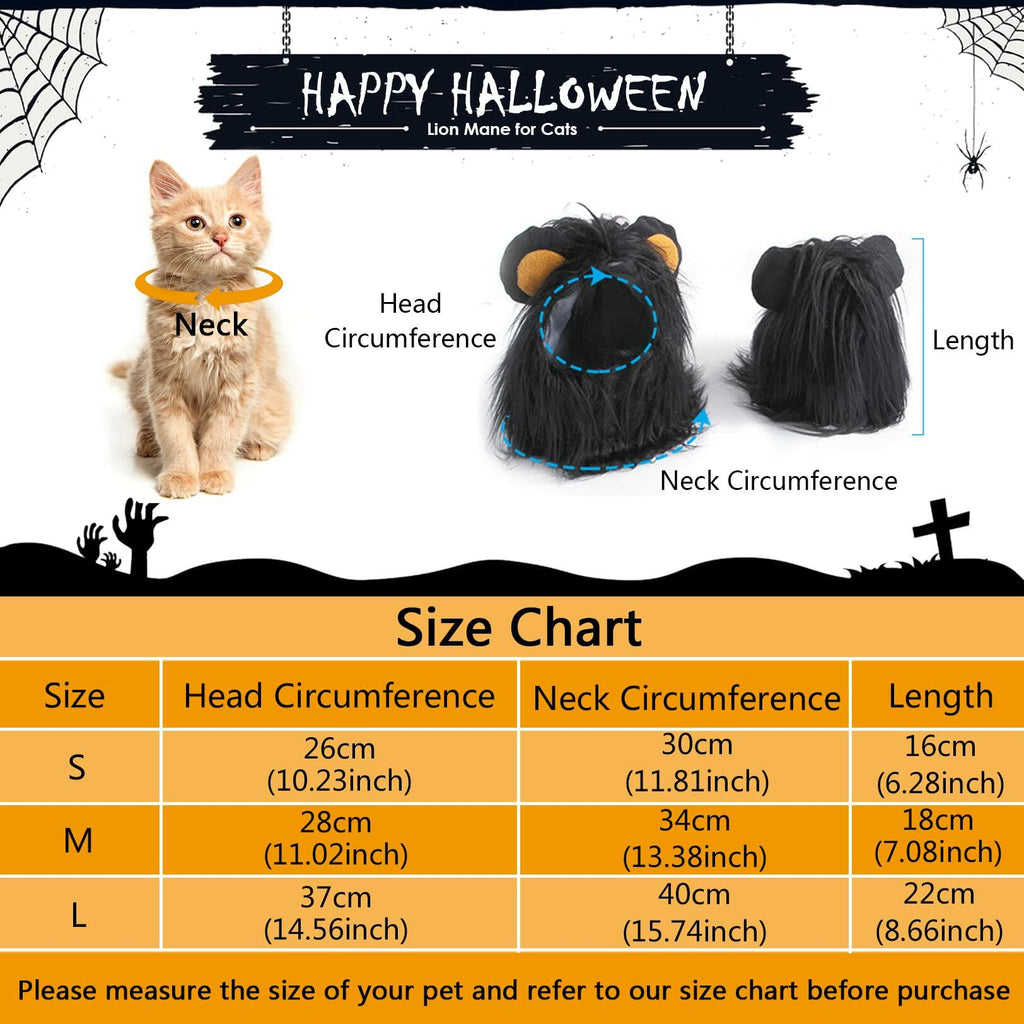 Black lion mane wig with ears for cats and small dogs