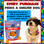Buddy N Beast dog treats with fiber-rich pumpkin; each purchase helps feed a shelter dog
