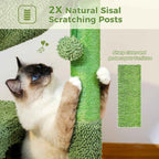 Cactus cat tower in green with a hammock for lounging and a built-in scratching post