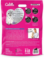 Back view of Calitti Crystals lavender silica cat litter with purple granules