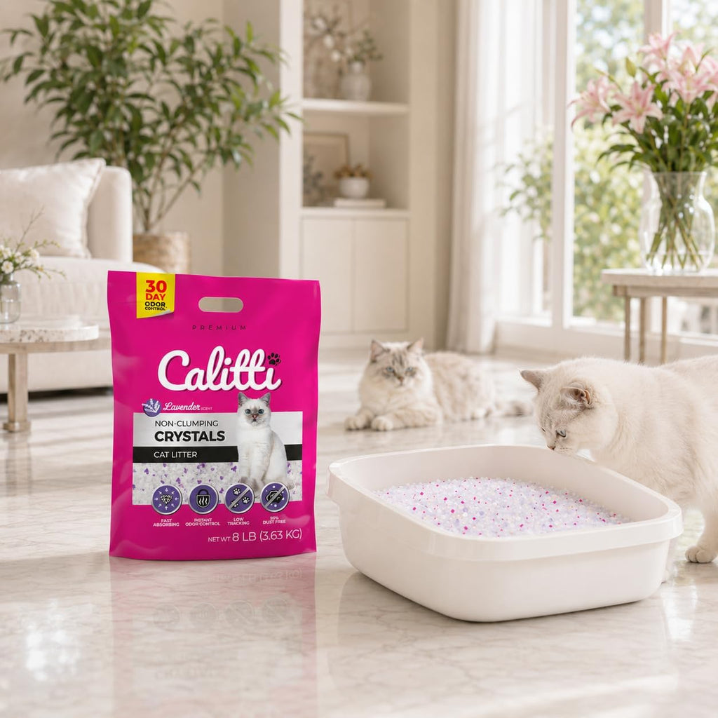 Purple-granule Calitti Crystals lavender cat litter, 99% dust free and non-clumping