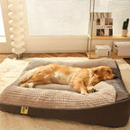 Cushioned rectangular dog bed with a soft, calming surface