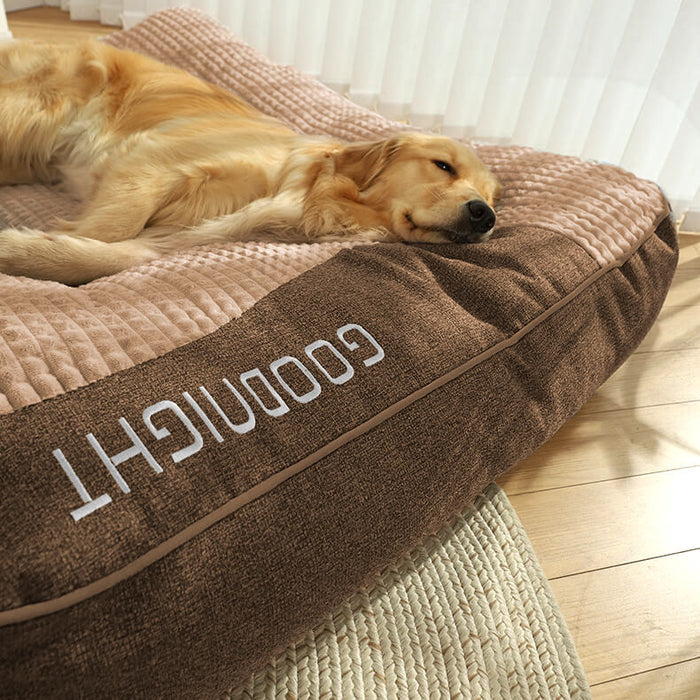 Large calming dog bed for indoor comfort