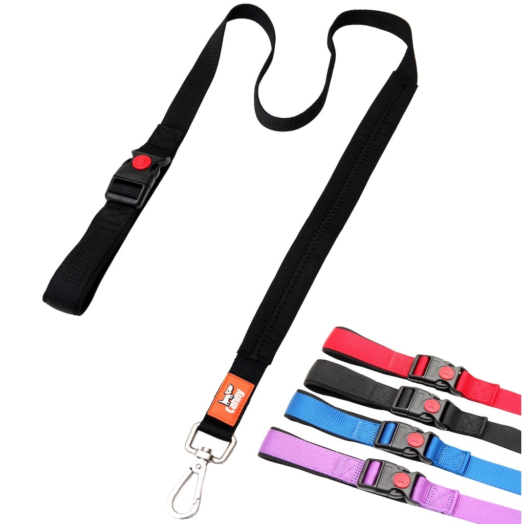 Black Canny Connect anti-escape leash for medium and large dogs, brushed steel clip