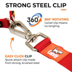 Easy-click brushed steel trigger clip on the Canny Connect anti-escape dog leash