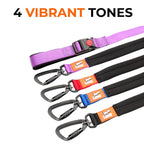 Canny Connect anti-escape leash in four colors: black, red, blue and purple