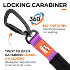 Aluminum self-locking carabiner option on the Canny Connect leash, swiveling 360 degrees