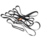 Black 23 ft Canny Long Training Line, 1 in wide, with a locking carabiner for medium to large dogs