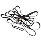 Black Canny Long Training Line, 23 ft by 1 in, with an easy-click brushed steel clip for bigger dogs