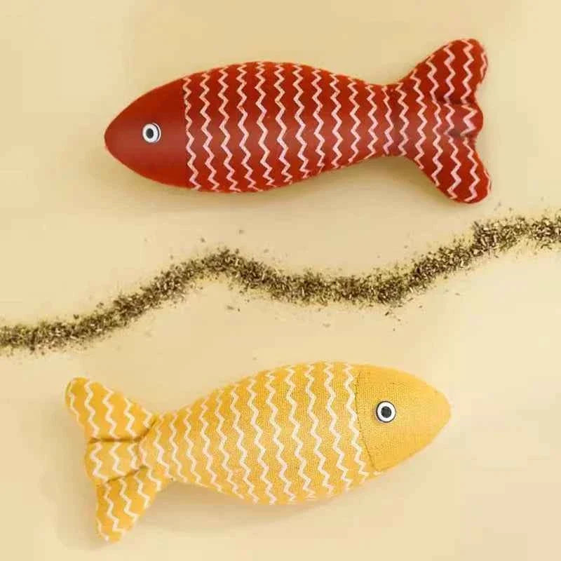Soft plush catnip fish for cats to chase, pounce on and kick during play