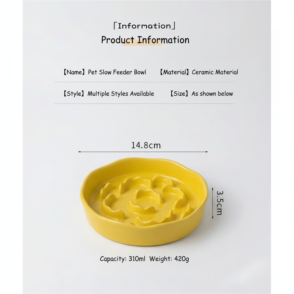 Ceramic raised slow feeder pet bowl with a minimalist shape for modern homes