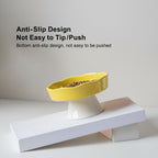 Raised ceramic slow feeder bowl with a high foot so pets bend less at mealtime