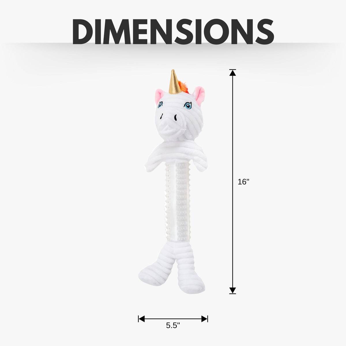 Country Living unicorn corduroy toy with stuffing, crinkle paper and a squeaker, for supervised play